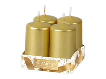 Svíčka adventní metalická lesklá d4x6cm 4ks