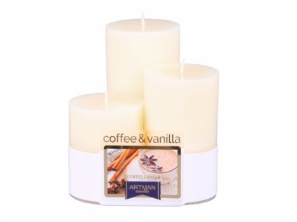 Svíčka COOKIES Coffee-vanilla d6x7,5/10/12,5cm 3ks
