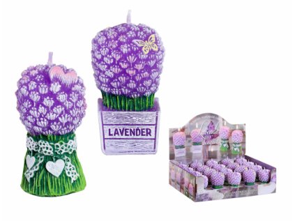 Svíčka LAVENDER BOUQUET zdobená květina + bedýnka MOM 20ks