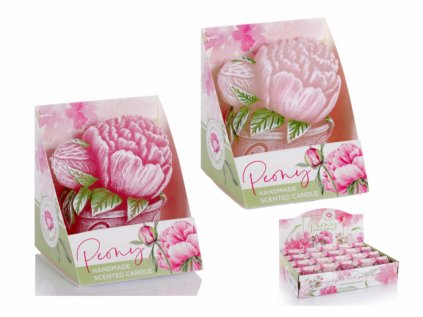 Svíčka PEONY zdobená 8cm 100g MOM 20ks