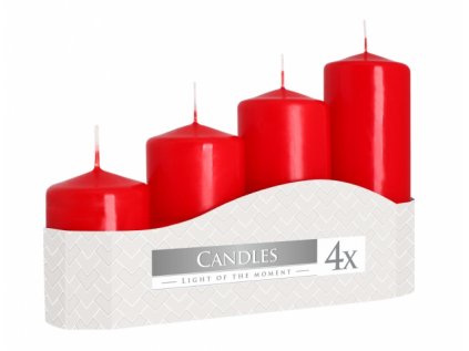 Svíčky adventní STUPŇOVITÉ matné d5x7,9,11,13cm 4ks