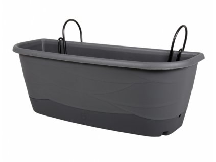 Truhlík MAYA na zábradlí s vodoznakem a háky plastový 50cm
