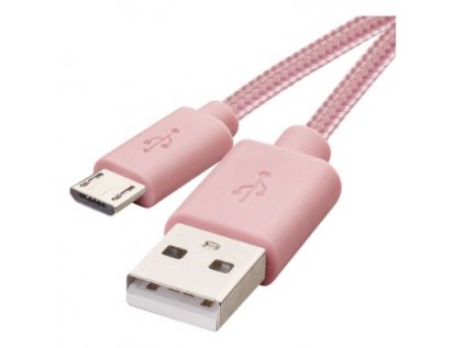 Nabíjecí a datový kabel USB-A 2.0 / micro USB-B 2.0, 1 m, růžový