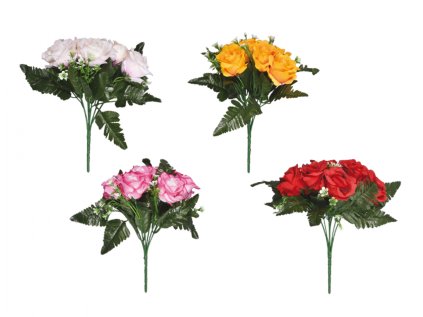 Květina RŮŽE JARO 7květů 27cm