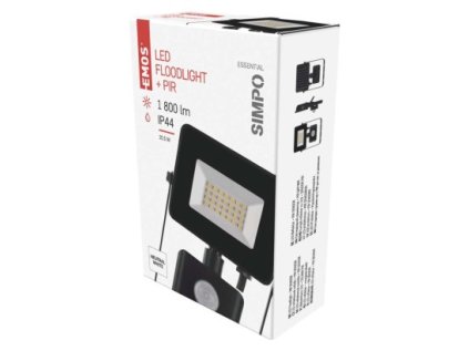 LED reflektor SIMPO s pohybovým čidlem, 20,5W, černý, neutrální bílá