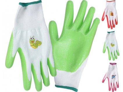 rukavice 1 pár, PES+PVC, 3 barvy, dětské,zahradní