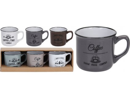 hrnek 180ml-3ks-COFFEE, 3barvy, keramika