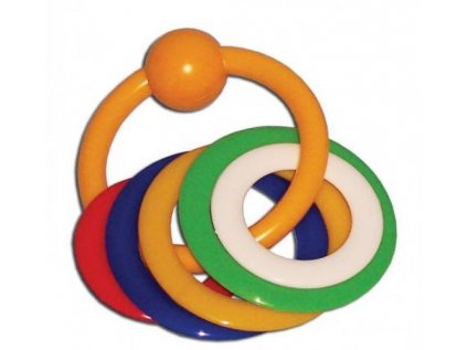 kroužek DĚTSKÝ-5kroužků, kousací, od 0 měsíců, plast