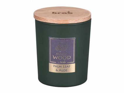 Svíčka ve skle MAGIC WOOD PALM LEAF vonná dřevěný knot 300g