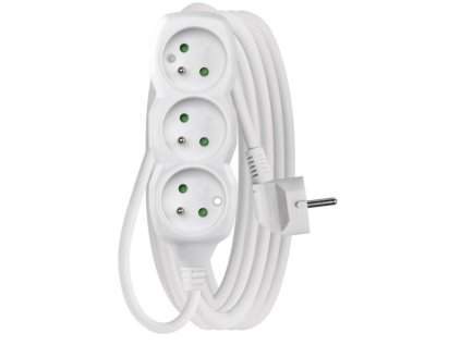 Prodlužovací kabel 5 m / 3 zásuvky / bílý / PVC / 1 mm2