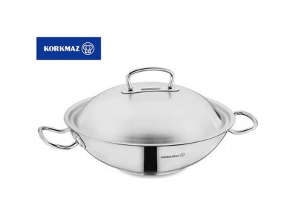 pánev d32cm WOK + PO, SATIN, v. 9cm, 2ucha, indukce