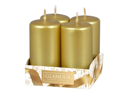 Svíčka adventní metalická lesklá d4x8cm 4ks