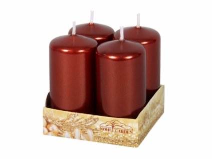 Svíčka adventní metalická lesklá d4x8cm 4ks
