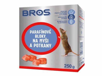Rodenticid BROS parafínové bloky na myši a potkany 250g