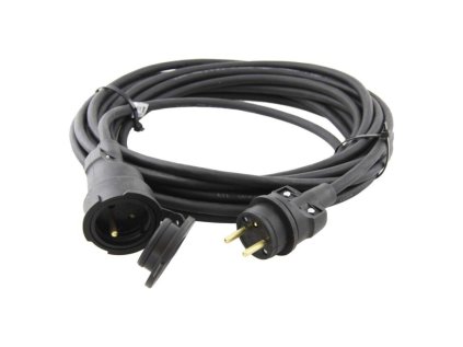 Venkovní prodlužovací kabel 10 m / 1 zásuvka / černý / guma / 230 V / 1,5 mm2