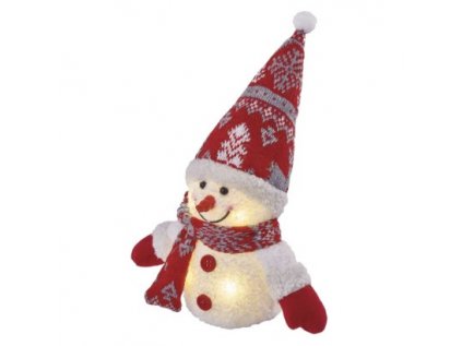 LED vánoční sněhulák svítící, 25 cm, 3x AAA, vnitřní, teplá bílá