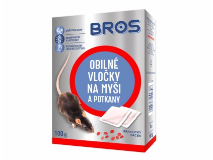 Rodenticid BROS obilné vločky na myši a potkany 5x20g