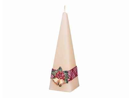 Svíčka ZVONEK NA ŠERPĚ PYRAMIDA vánoční 6x6x19cm