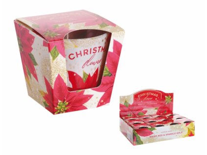 Svíčka ve skle CHRISTMAS FLOWER - WARM RED vonná 115g