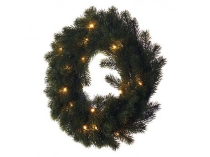 LED vánoční věnec, 40 cm, 2x AA, vnitřní, teplá bílá, časovač