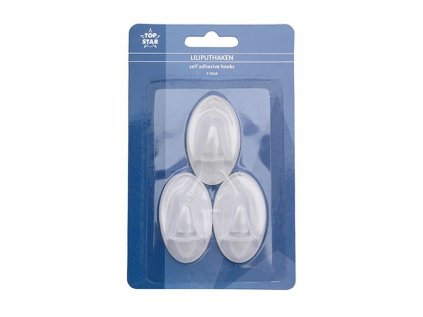 háček- 3ks-TRANSPARENT, 5cm, samolep., plast