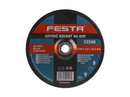 Kotouč brusný FESTA na kov 230x6.4x22.2mm