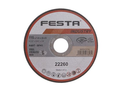 Kotouč řezný FESTA INDUSTRY na kov 115x1x22.2mm