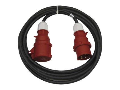 3 fázový venkovní prodlužovací kabel 10 m / 1 zásuvka / černý / guma / 400 V / 2,5 mm2