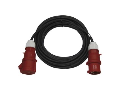 3 fázový venkovní prodlužovací kabel 20 m / 1 zásuvka / černý / guma / 400 V / 2,5 mm2