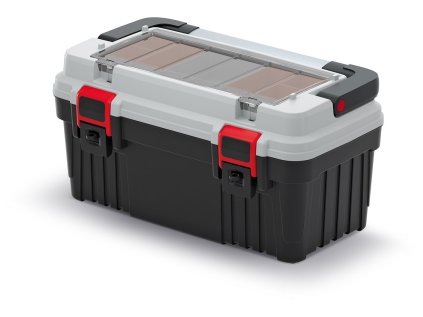Kufr na nářadí s kov. držadlem OPTIMA šedý 470x256x238 (krabičky)