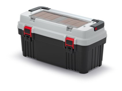 Kufr na nářadí s kov. držadlem OPTIMA šedý 586x296x305 (krabičky)