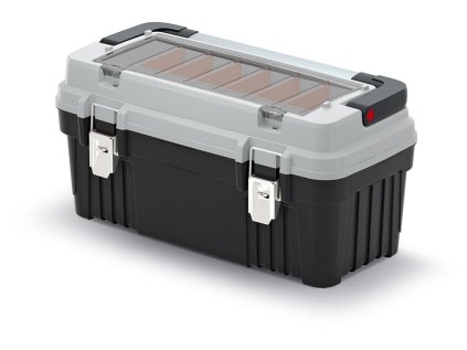 Kufr na nářadí s kov. držadlem a zámky OPTIMA šedý 540x278x269 (přepážky)