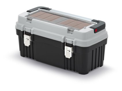 Kufr na nářadí s kov. držadlem a zámky OPTIMA šedý 540x278x269 (krabičky)