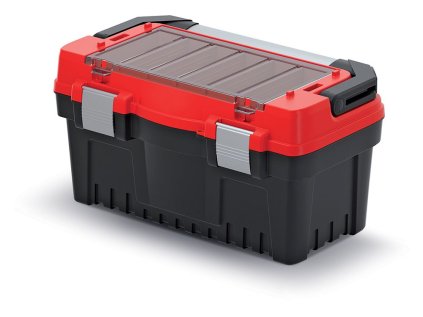 Kufr na nářadí s kov. držadlem a zámky EVO červený 476x260x256 (přepážky)