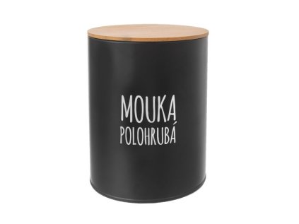 dóza plech. d13x17,5cm, MOUKA POLOHR., BLACK, plech/bambus