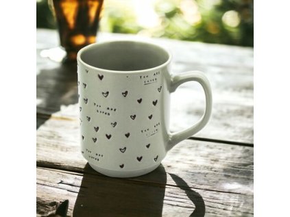 hrnek 340ml SRDCE, šedý BL-4601-3 porcelán