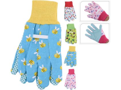 rukavice 1 pár, PES+PVC dekor, dětské,zahradní