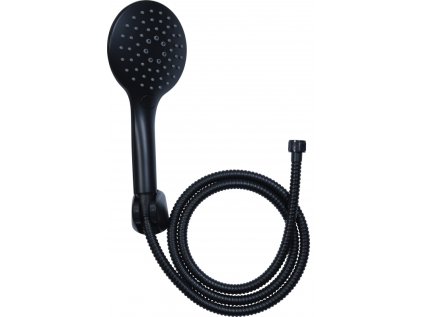 Sprchový set s držákem NOIR, 3 trysky, hadice 1,5m, černá