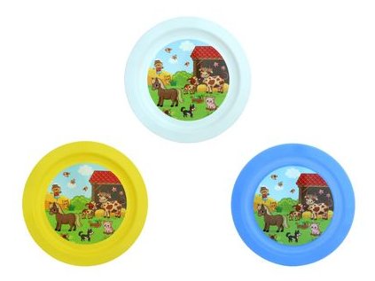 talíř d21cm měl. FARMA IML, aqua, bílý, žlutý, dětský, plast