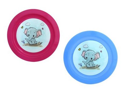 talíř d21cm měl. SLŮNĚ IML, aqua, růž., dětský, plast
