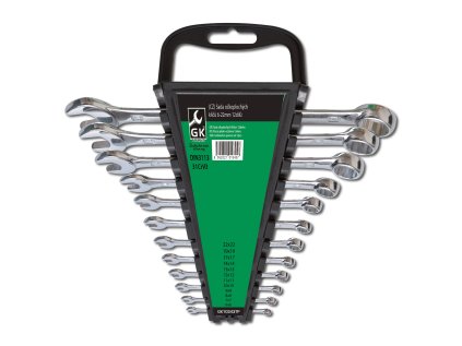 GK TOOLS Sada očkoplochých klíčů, chrom 12 dílů | 6-22 mm, plastový držák