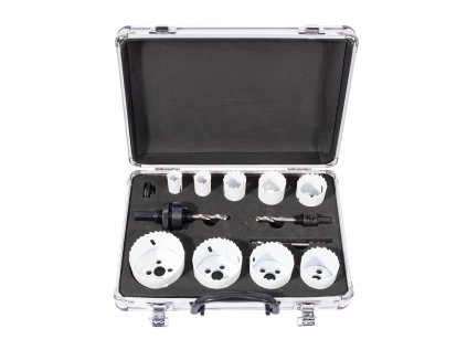 XTLINE Sada vykružovacích bimetalových korunek 13 dílů | 19-64 mm, hlinikový box