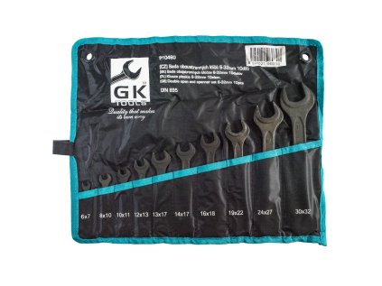 GK TOOLS Sada plochých klíčů 10 dílů | 6-32 mm, textilní obal