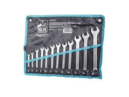 GK TOOLS Sada očkoplochých klíčů, matné 12 dílů | 6-22 mm, textilní obal