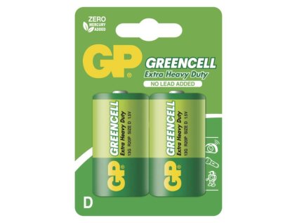 Zinková baterie GP Greencell D (R20), 2 ks