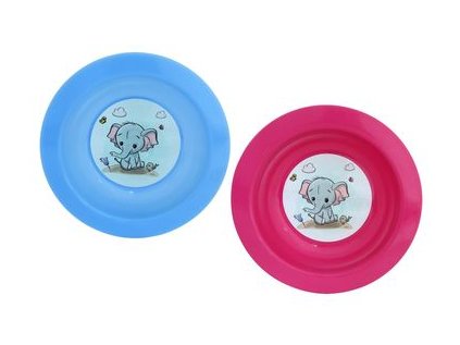 talíř d17,3cm hlub. SLŮNĚ IML, aqua, růž., dětský, plast