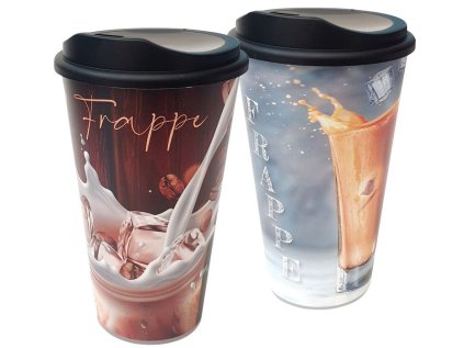 kelímek 0,40l+pítko, FRAPPÉ, plast