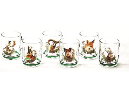 Hrnek 260ml ZVĚŘ zelený-obtisk, DUR.VERSAILLES, sklo