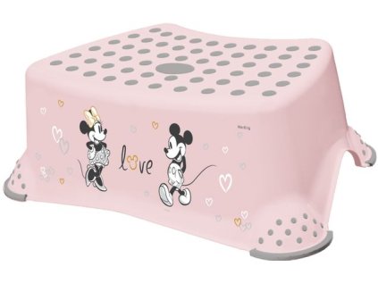 taburetka 1stup. 40x28,v.14cm, MINNIE sev.růžová, protiskluz., plast