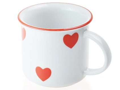 hrnek 380ml TINA - ČERV.SRDÍČKA, čes.porcelán